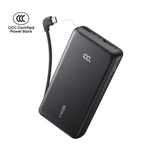 Anker Zolo Powerbank 20000mAh 22.5W Fast With Built-in USB-C Cable – Black – A110EH11 – OP