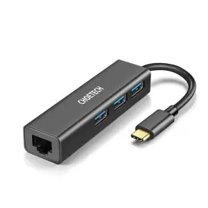 Choetech 4-In-1 USB-C to Gigabit RJ45 Adapter with USB Hub – HUB-U02 – Black – GC