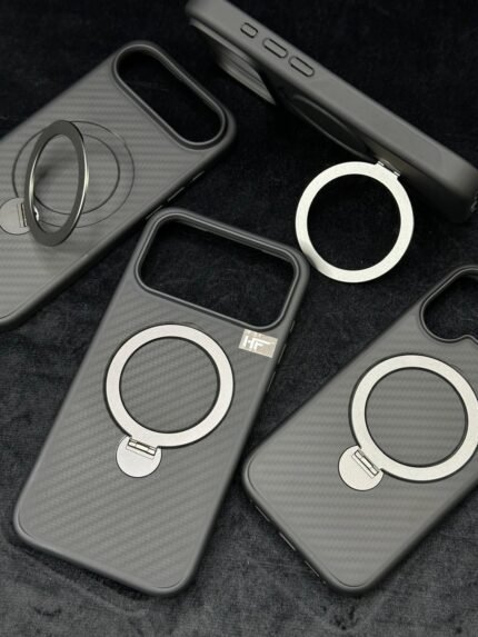 Carbon Fiber With Stand Back Case For iPhone 17 Pro Max Best Price in Pakistan